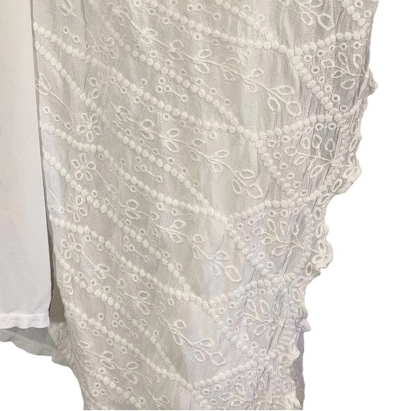 XCVI White Eyelet Lace Draped Long Vest Oversized Bohemian Cottagecore - Picture 4 of 9